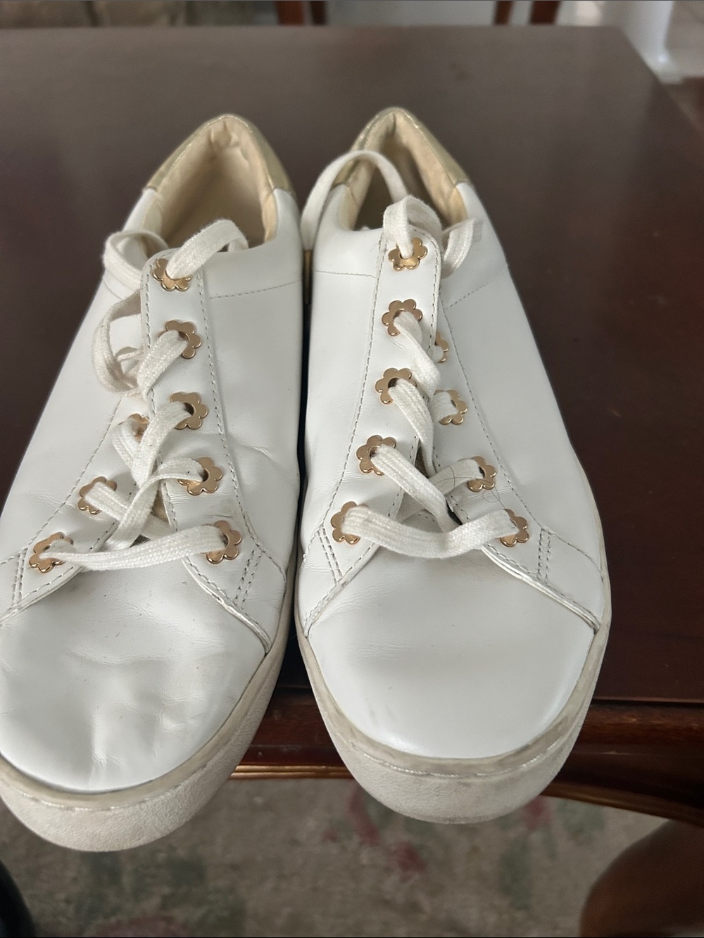 MICHAEL Michael Kors White Sneakers with Gold Eyelets